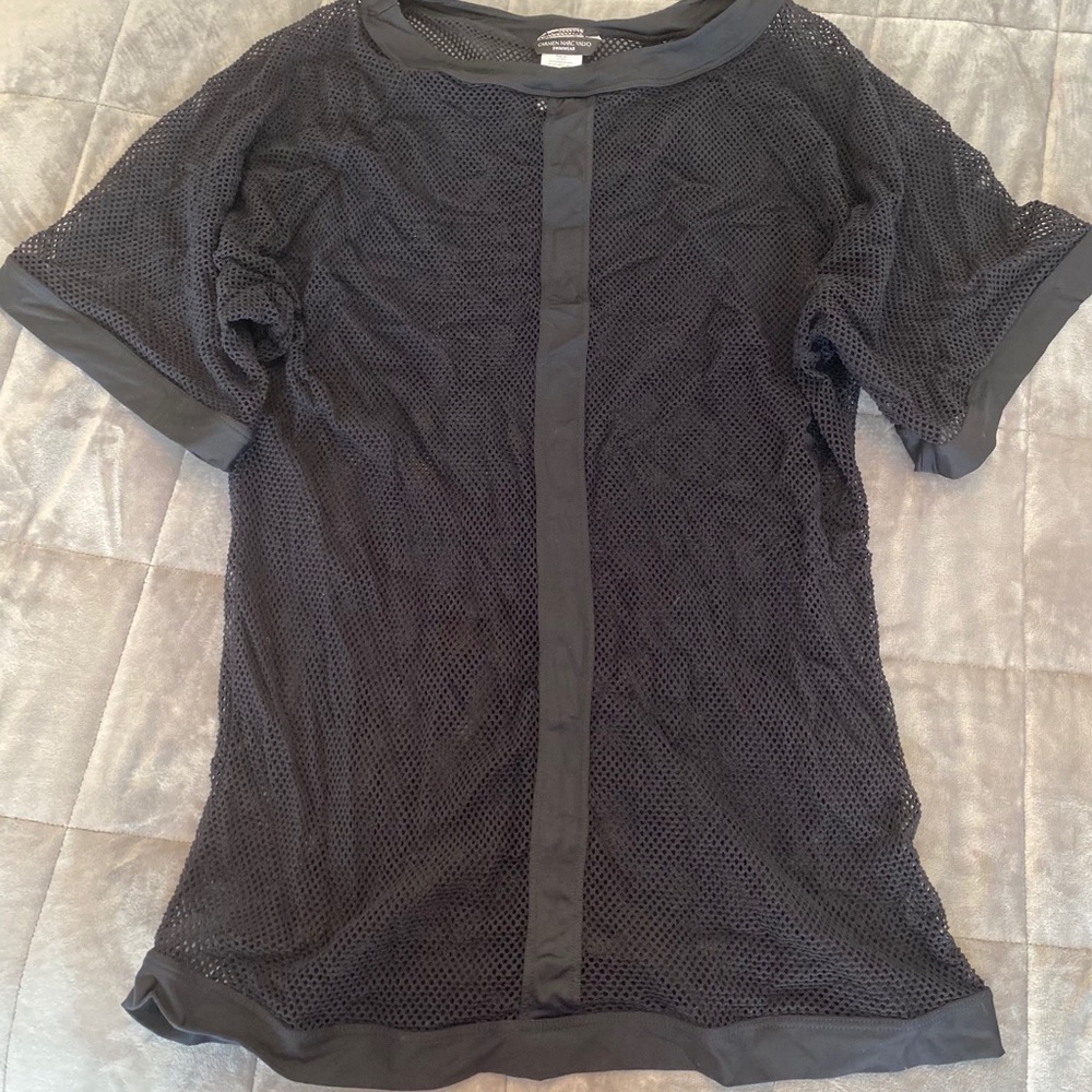 Carmen Marc Valvo net coverup dress